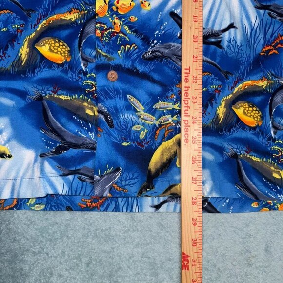 Vintage Paradise Found Hawaiian Shirt Button Down Fish Printed Cotton Large - Picture 4 of 5